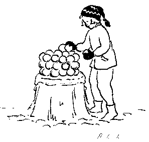 girl with half-finished snow-lantern